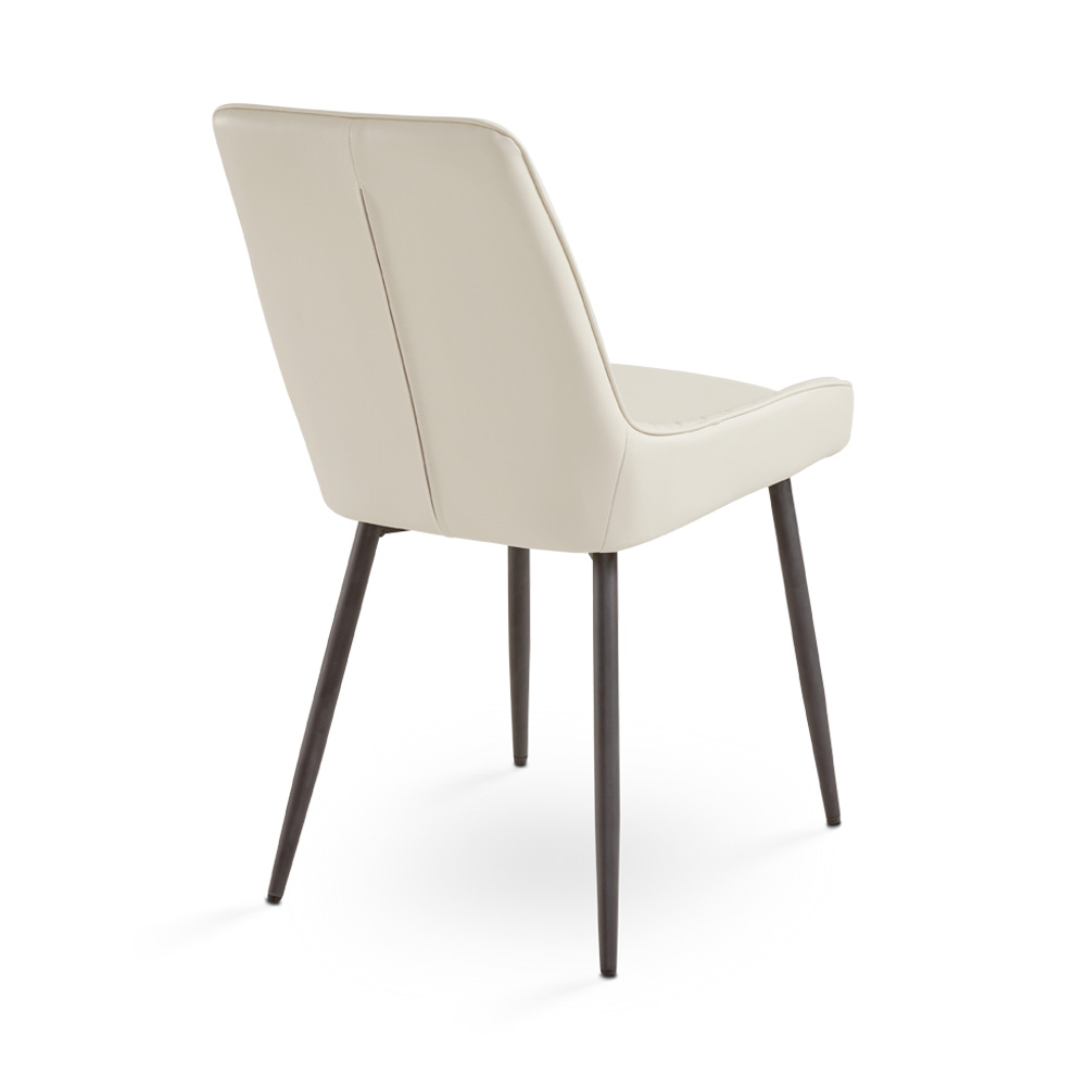 Emily Black Dining Chair: Taupe Leatherette 